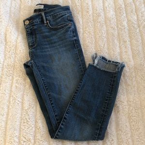 LOFT modern skinny ankle jeans with chewed hem